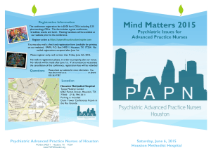 Mind Matters 2015 - Psychiatric Advanced Practice Nurses of Houston