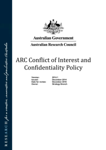 ARC Conflict of Interest and Confidentiality Policy