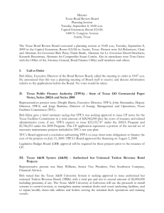 Minutes Planning Session September 8, 2009 Minutes Texas Bond