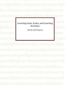 Learning Goals, Scales, and Learning Activities