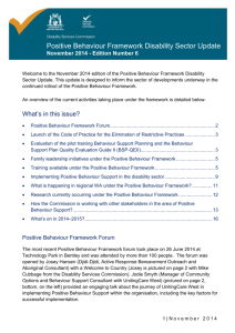 Positive Behaviour Framework Disability Sector Update