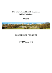 2015 International Health Conference St Hugh`s College Oxford