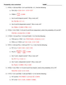 Probability rules worksheet 1- answers