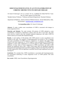 serum magnesium level in acute exacerbation of chronic obstructive