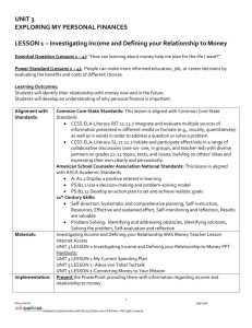 UNIT 3 LESSON 1-Investigating Income and Defining your