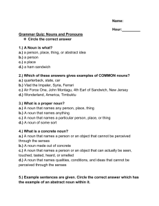 Grammar Quiz: Nouns and Pronouns