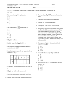 Regents Exam Questions A2.A.18: Evaluating Logarithmic