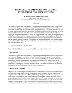 Financial Framework for Global Investment and Implications