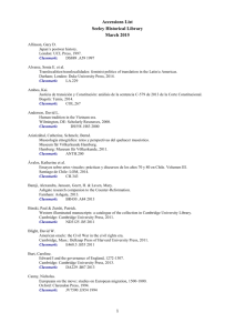 Accessions List Seeley Historical Library March 2015 Allinson, Gary