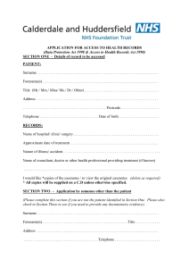 Application For Access To Health Records