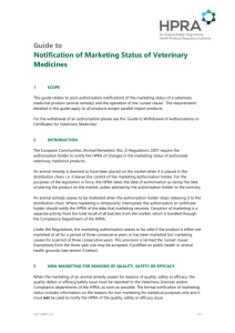 HPRA Guide to Notification of Marketing Status of Veterinary