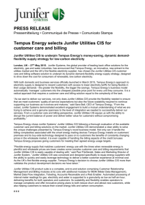 Tempus Energy selects Junifer Utilities CIS for