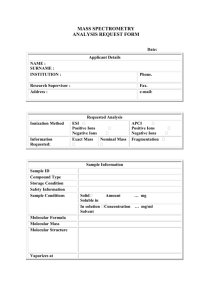 Mass Spectroscopy Services Application form