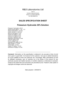 SALES SPECIFICATION SHEET Potassium Hydroxide 30