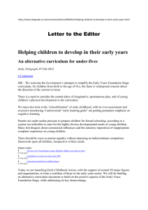 Letter to the Editor - Early Childhood Action