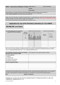 Application for use of the Chemistry Laboratory (2.1.3) - ANKA