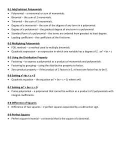 Classifying Polynomials