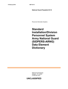 SIDPERS-ARNG Data Element Dictionary