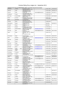 Victorian Riding Pony Judges List – September 2012 Highlighted