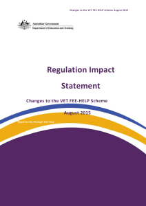 The VET FEE-HELP - Best Practice Regulation Updates