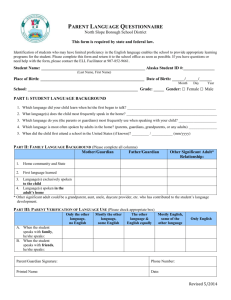Parent Language Questionnaire - North Slope Borough School District