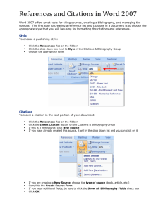 References and Citations in Word 2007
