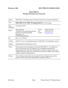 IEEE 802.15 Medical Body Area Networks Study Group 5 Criteria