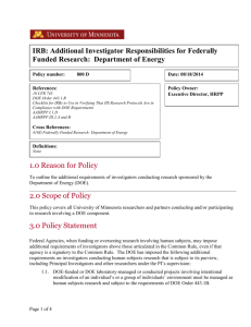 Additional Investigator Responsibilities for Federally Funded Research