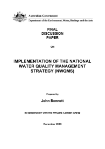 Discussion paper on implementation of the National Water Quality