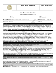 SLD Assessment Documentation Form