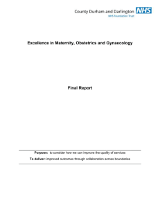 Excellence in Maternity, Obstetrics and Gynaecology Final Report