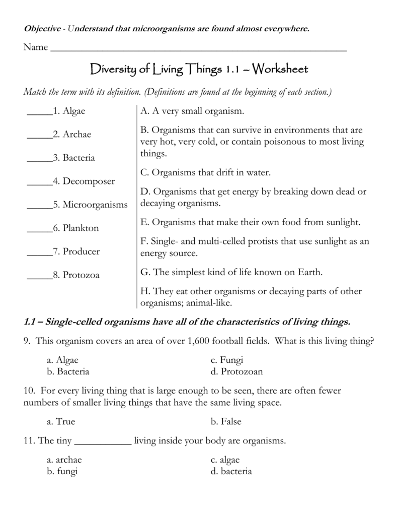 Worksheet - Mr Science Within Characteristics Of Living Things Worksheet