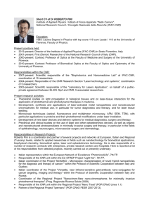 Short CV of Dr ROBERTO PINI Institute of Applied Physics / Istituto di