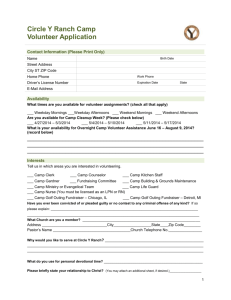 Circle Y Ranch Camp Volunteer Application