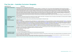 Prep Year plan * Australian Curriculum: Geography