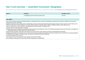 Year 4 unit overview * Australian Curriculum: Geography
