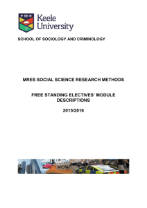 MRes SSRM Free Standing Electives Modules 2015-2016