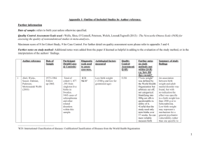 Appendix 1: Outline of Included Studies by Author reference. Further