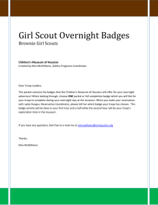 Girl Scout Overnight Badges - Children`s Museum of Houston