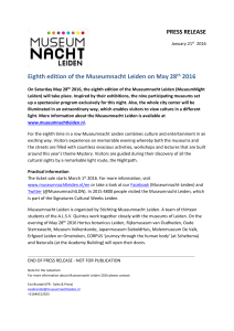 Eighth edition of the Museumnacht Leiden on May 28 th 2016