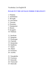 Vocabulary List