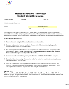 Medical Laboratory Technology Student Clinical Evaluation