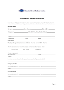 NEW PATIENT INFORMATION FORM To provide you with the