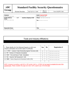 Standard Facility Security Questionnaire (80-QPP-F-049)