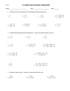 6.1 Simplifying Rational Expressions Worksheet