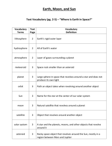 Earth, Moon, and Sun Text Vocabulary (pg. 2-5)