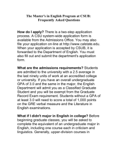 The Master`s in English Program at CSUB: Frequently Asked