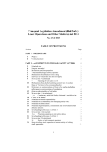 Transport Legislation Amendment (Rail Safety Local Operations and