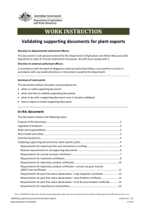 Validating supporting documents for plant exports