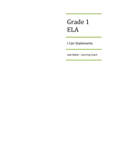 Grade 1 ELA I Can - Supporting-ELA